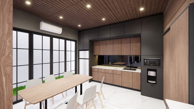 Renovating an investment property? The deductions you could miss out on (scrapping explained) » investment property renovation Modern kitchen with built-in oven, split-system air conditioner and timber cabinetry