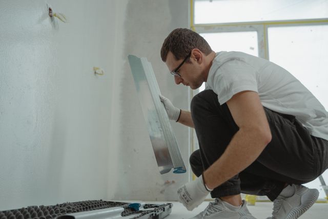 Can you claim depreciation on a second-hand or older property? » second-hand property Tradesperson plastering an interior wall during a property renovation